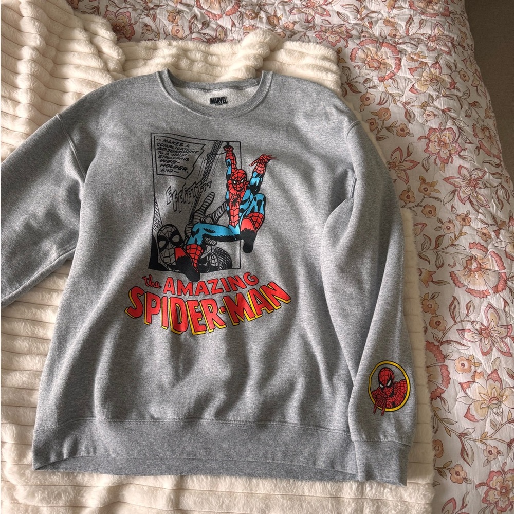 Marvel The Amazing Spider-Man Gray Crewneck Sweater